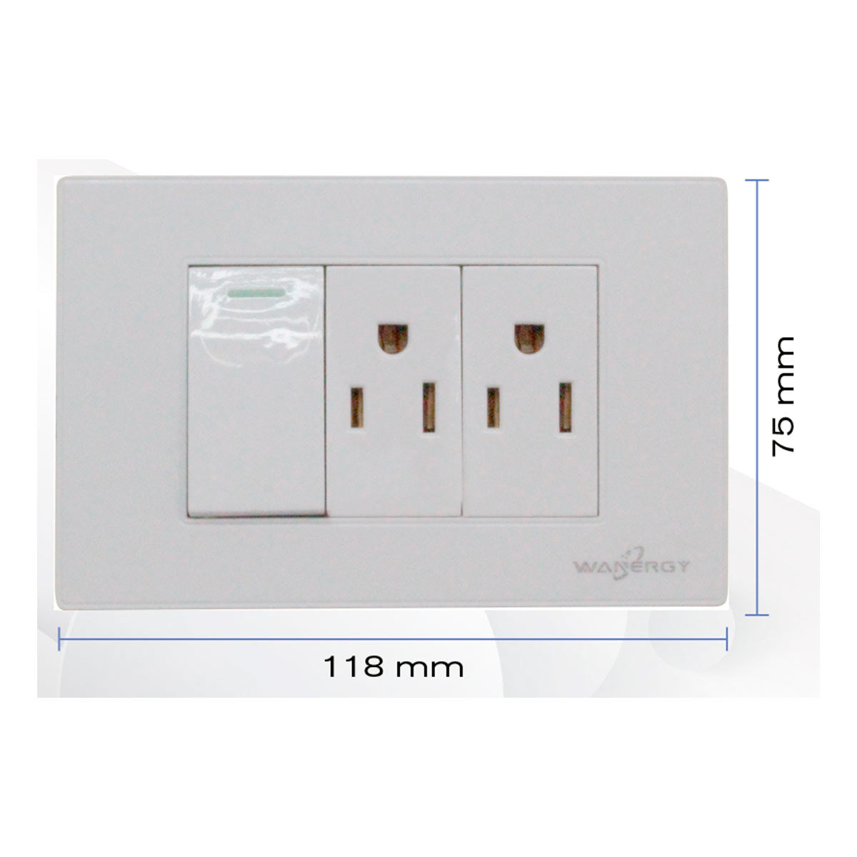 Placa Armada Con 1 Apagador Sencillo y 2 Contactos De 1 Modulo Blanco WANERGY Ferreabasto