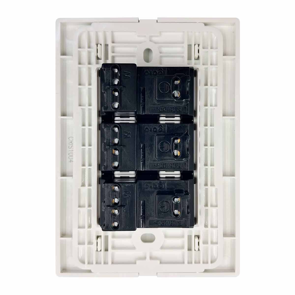 Placa Armada Cristal Con 3 Contactos Sencillos de 1 Modulo Blanco Igoto