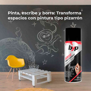 Pintura Aerosol Negro Mate Para Pizarron 400ML BYP BROCHAS Y PRODUCTOS S de RL de CV Ferreabasto