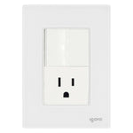 Placa Armada Cristal Con 1 Apagador Sencillo Y 1 Contacto de 1.5 Modulos Blanco Igoto
