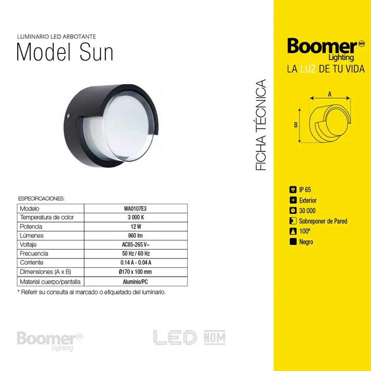 Luminario Led Exterior Arbotante 12W 3000K Luz Calida
