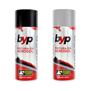 Pintura En Aerosol En Esmalte Negro Aluminio Alta Temp 400ML BYP Ferreabasto