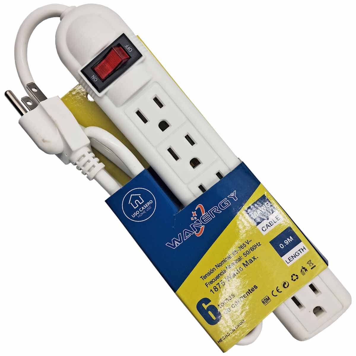 Barra Multicontacto Supresor De Picos De 6 Tomas YEILITE / WANERGY Ferreabasto