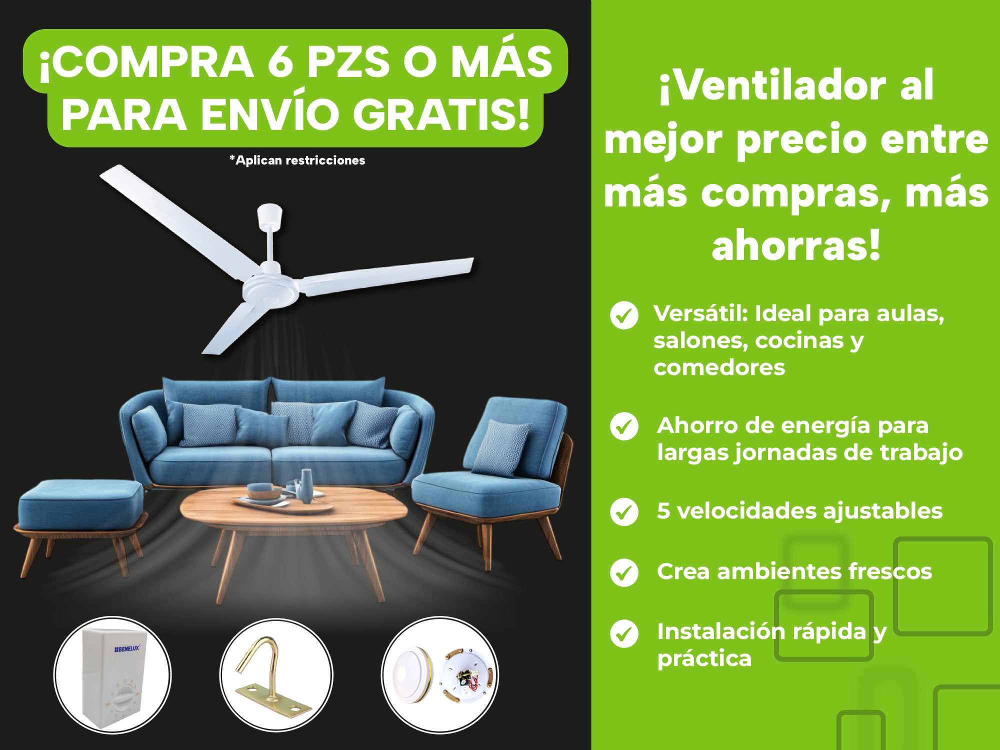 ventilador blanco benelux ev1155 compra mayoreo pagina web tienda en linea ferreabasto