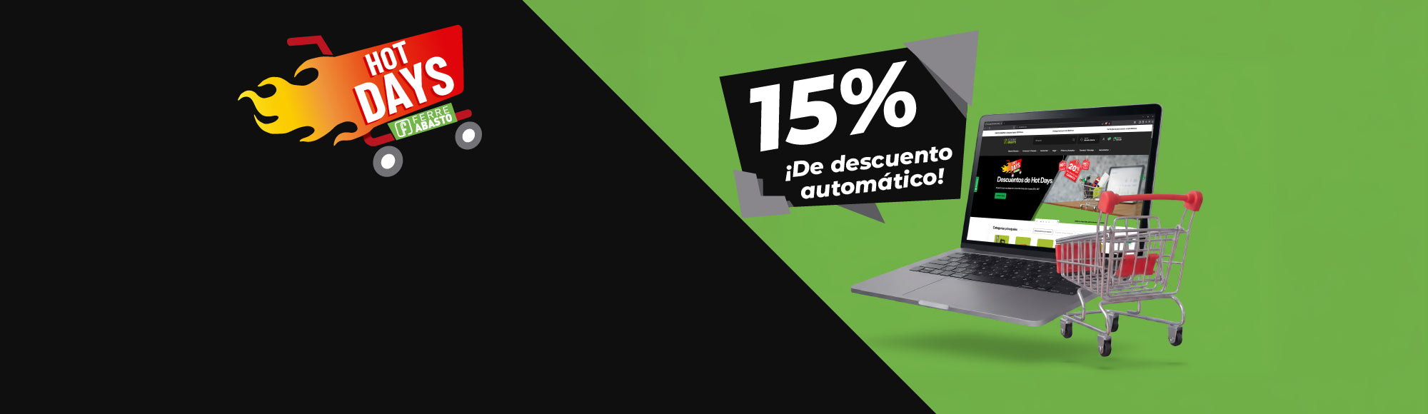 Banner web descuento 15 por ciento ofertas hot days hot sale 2026 ferreteria ferreabasto