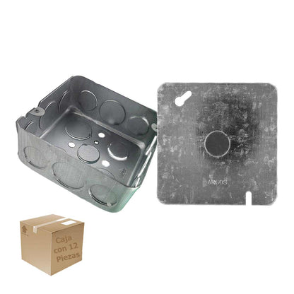 Pack 12Pz Caja Metalica Cuadrada C/ Tapa Acero 4x4Pulg Argos Ferreabasto Ferreabasto