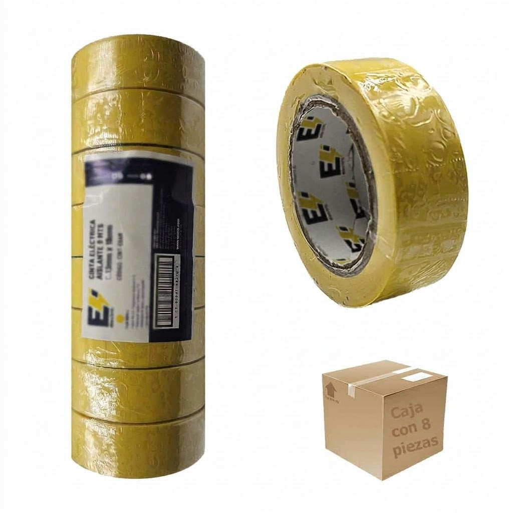 8 Pzs Cinta Aislante Electrica 9Mts 13MMx19MM Amarillo CNX CNX Ferreabasto