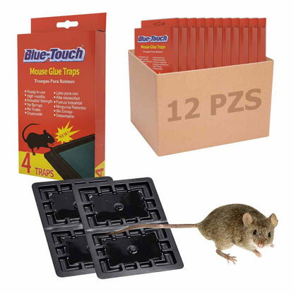 12 Cajas De Pegamento Para Ratones Con 4 Trampas C/U Bluetouch BLUETOUCH Ferreabasto