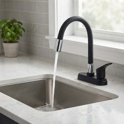 Mezcladora Para Lavabo De 4" Con Cubierta Y Manerales ABS Acabado Negro Mate Roalflux