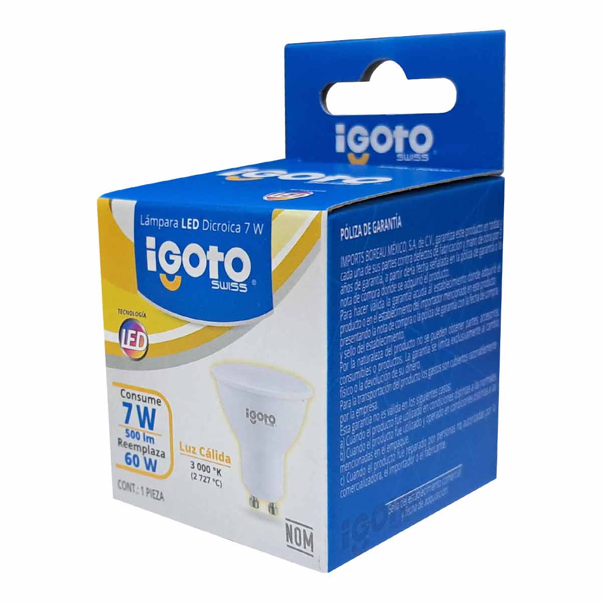 Foco Led GU10 7W (60W) 3000K Luz Calida Igoto 3 Piezas IGOTO Ferreabasto