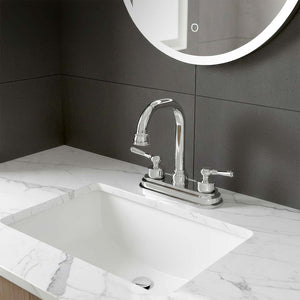 Mezcladora Para Lavabo Con Cubierta Y Manerales De ABS 4" Cuello Acero Inoxidable Roalflux