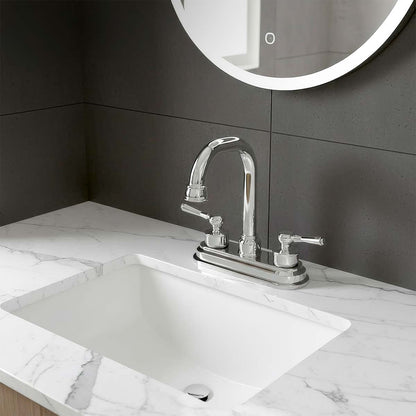 Mezcladora Para Lavabo Con Cubierta Y Manerales De ABS 4" Cuello Acero Inoxidable Roalflux
