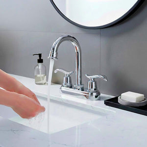 Mezcladora Lavabo 4 Pulgadas Cuerpo Acero Inox 1/4 Vuelta 36-NUSA Roalflux Silver