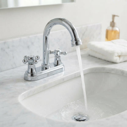 Mezcladora Para Lavabo 4" Con Cubierta Y Manerales Cuerpo Acero Inoxidable Roalflux