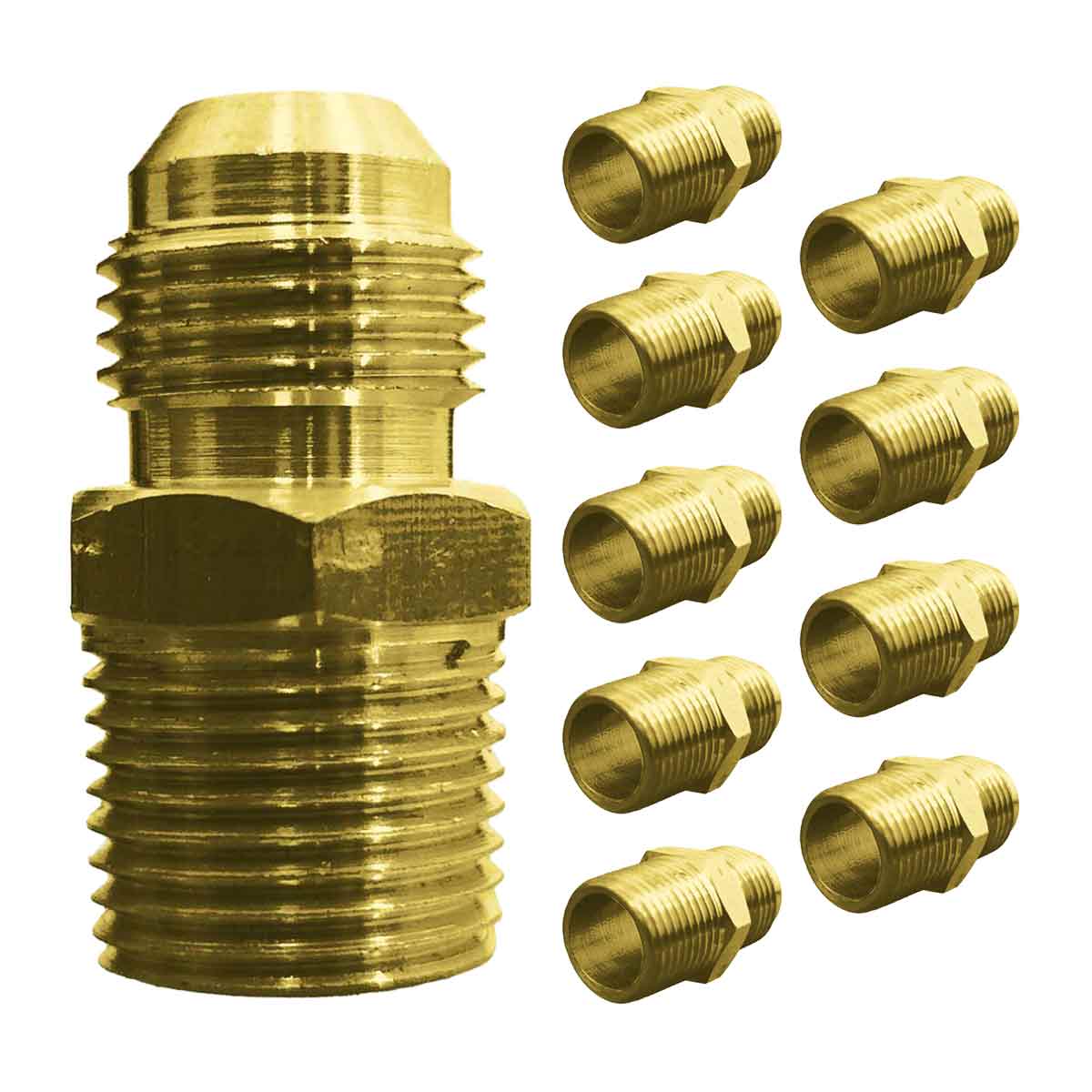 10 Pzs Niple Terminal Conexion De Laton Para Gas 3/8" X 3/8" CNX Ferreabasto