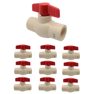 10Pzs Valvula Esferica 3/4 Pulg CPVC C/Palanca Para Cementar