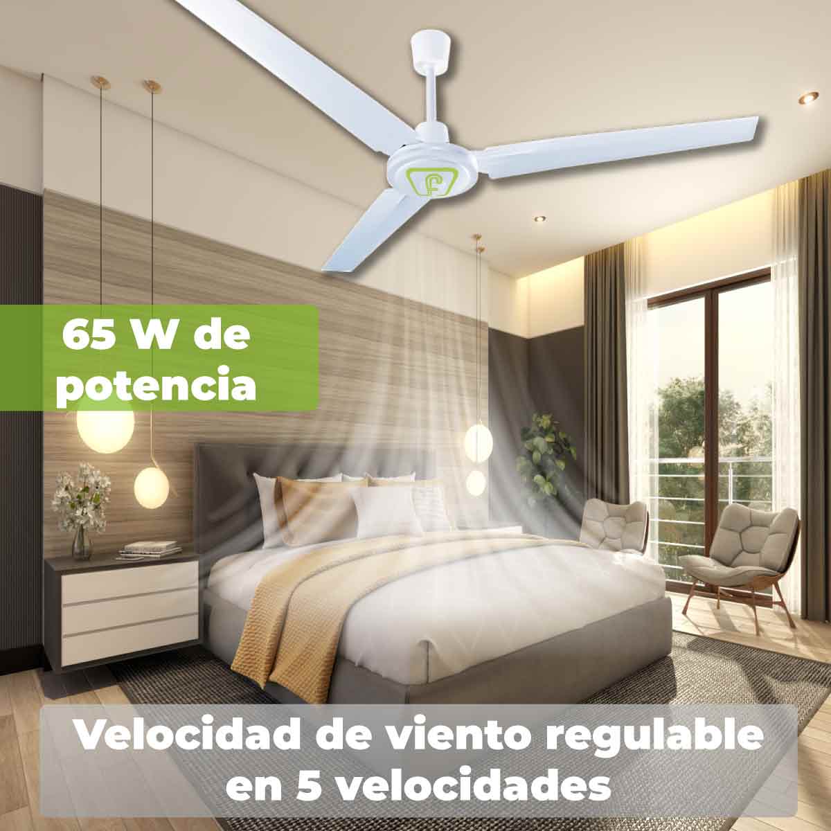 Ventilador De Techo Industrial Blanco 5 Vel 56 Pulg Metalico Tipo Vec BENELUX Ferreabasto