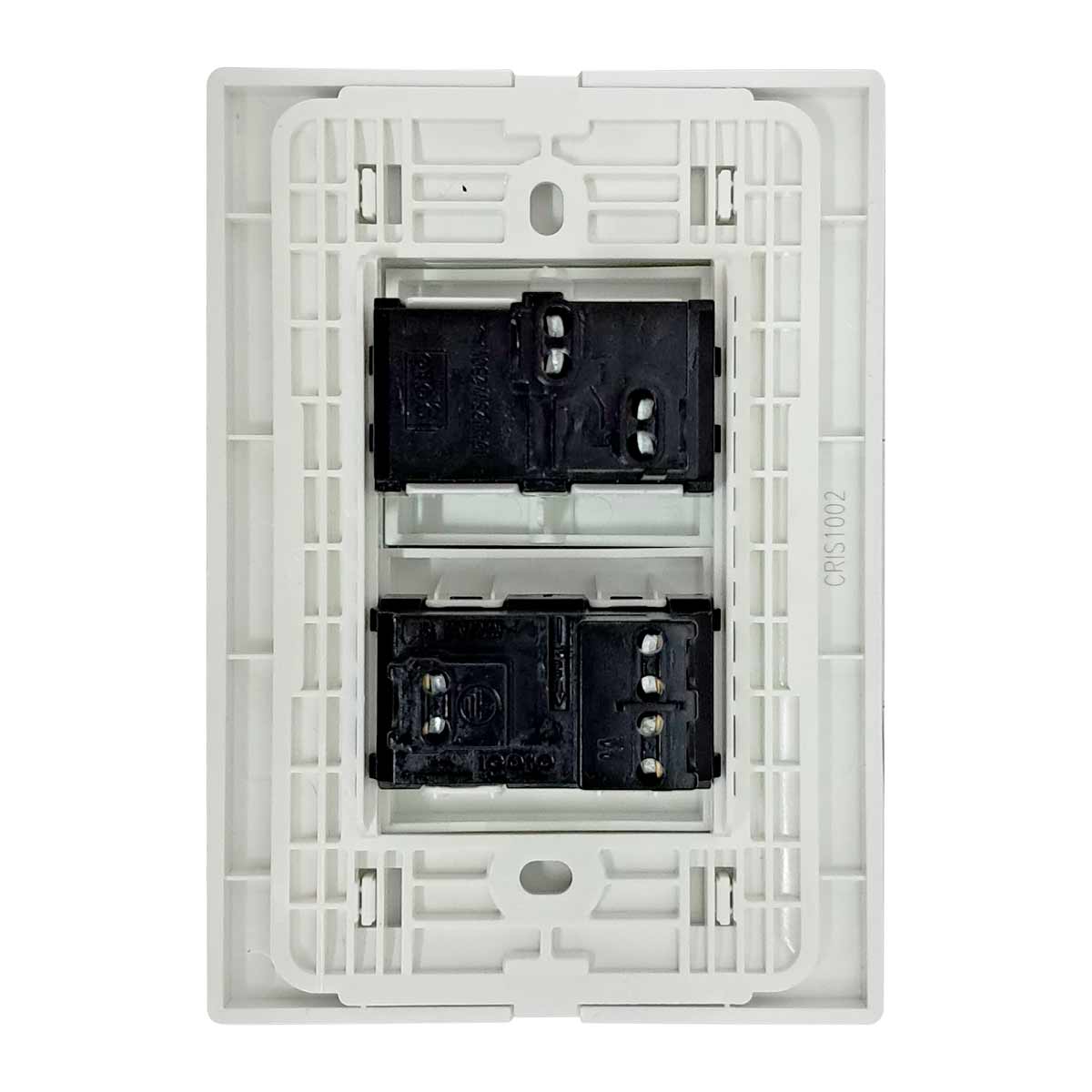 Placa Armada Cristal Con 1 Apagador Sencillo Y 1 Contacto de 1.5 Modulos Blanco Igoto