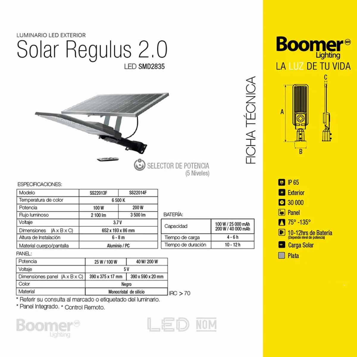 Luminario Led Solar Suburbana 100W 6500K Luz Fria Exterior