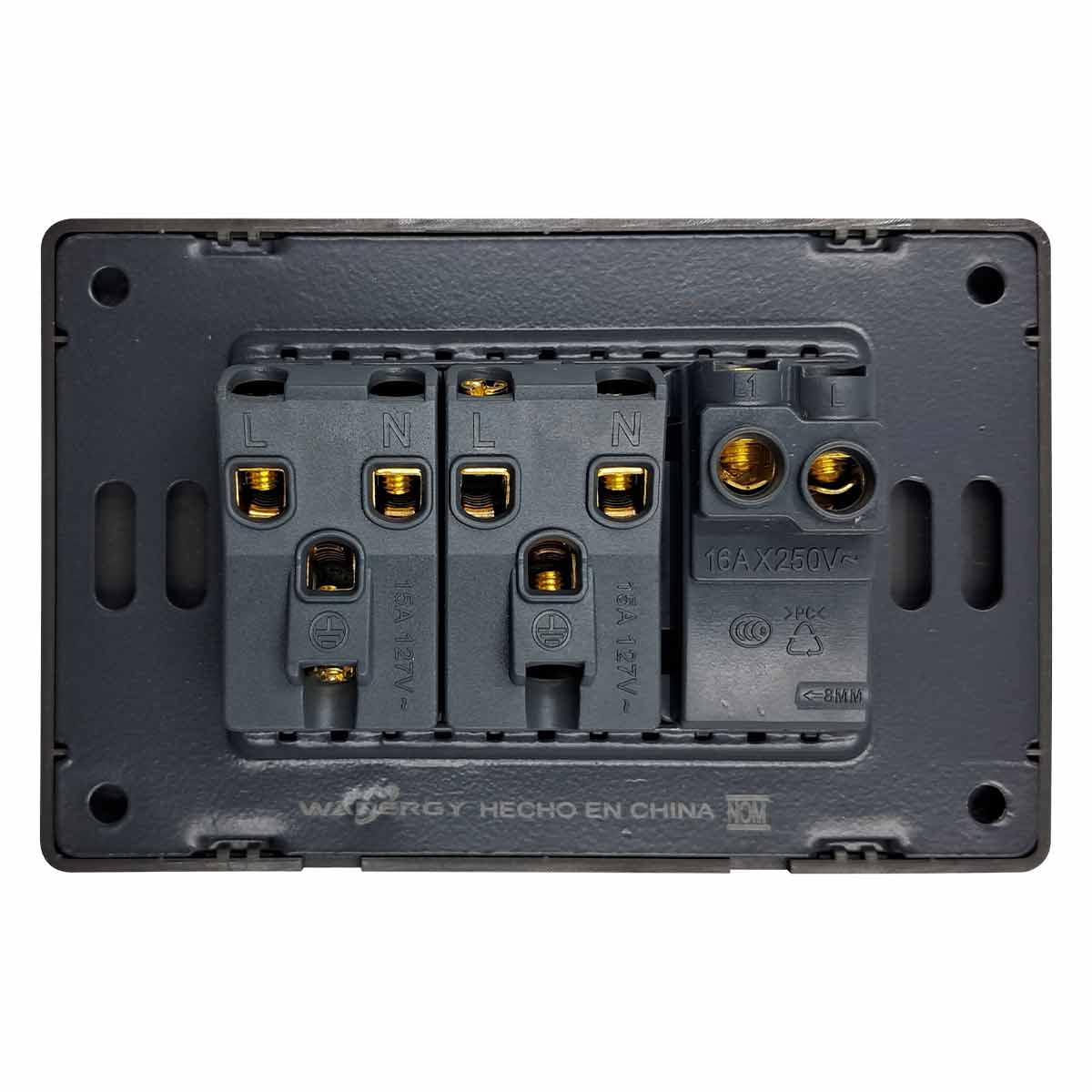 Placa Armada De 1 Apagador Con Doble Contacto Acero Inox