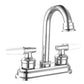 Mezcladora Para Lavabo 4" Cuello De Acero Inoxidable Con Cubierta Y Manerales De ABS Roalflux