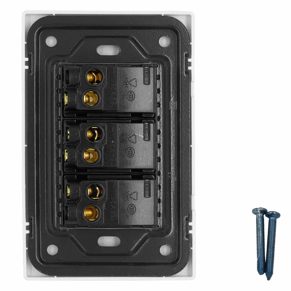 Placa Armada Con 3 Apagadores Sencillos De 1 Modulo Blanco WANERGY Ferreabasto