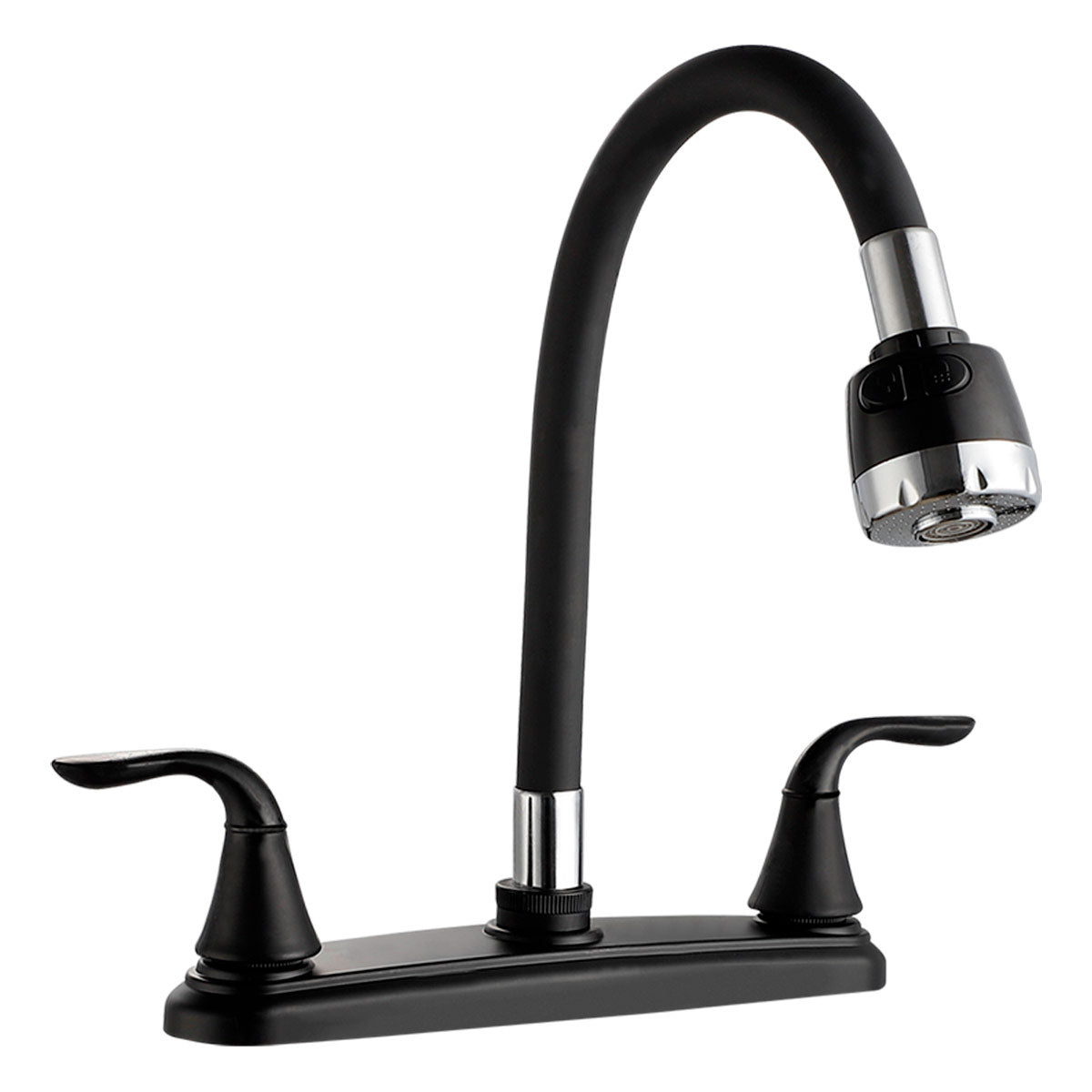 Mezcladora Para Fregadero 8" Cuerpo De Acero Inoxidable Acabado Negro Roalflux