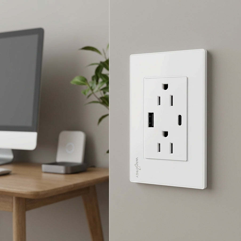 Placa Armada Con 2 Contactos Y Entrada De USB Y Tipo C WANERGY Ferreabasto