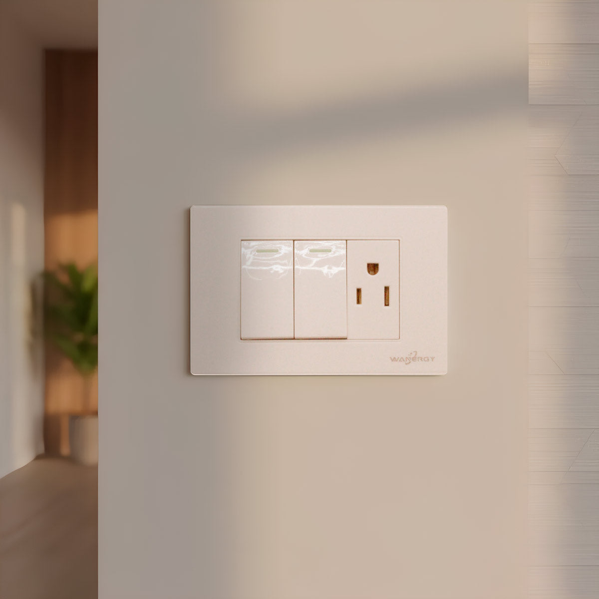 Placa Armada Con 2 Apagadores Sencillos y 1 Contacto De 1 Modulo Blanco WANERGY Ferreabasto