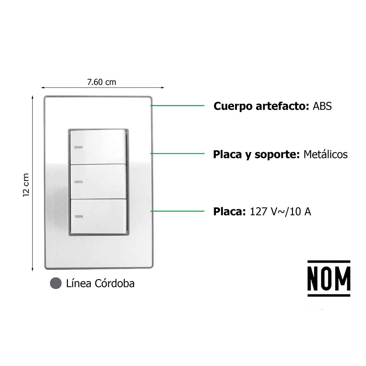 Placa Armada Apagador Triple Sanelec 4634 Cordoba Acero Inoxidable SANELEC Ferreabasto