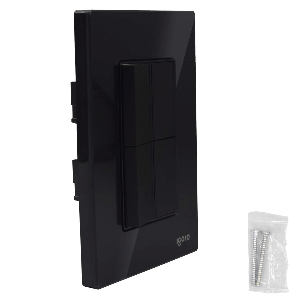 Placa Armada Cristal Con 2 Apagadores Sencillos de 1.5 Modulos Negro Igoto IGOTO Ferreabasto