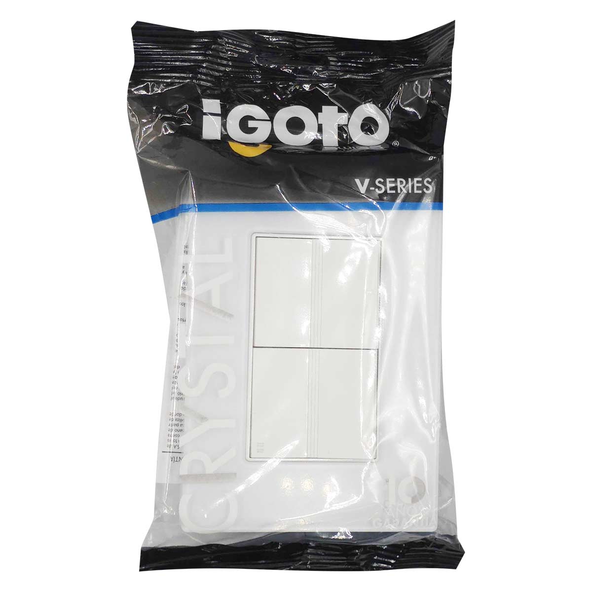 Placa Armada Cristal Con 1 Apagador Sencillo y 1 Apagador Escalera de 1.5 Modulos Blanco Igoto IGOTO Ferreabasto
