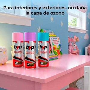 Pintura Aerosol Esmalte Pastel Amarillo Lila Rosa Turquesa O Verde Aqua 400ML BYP