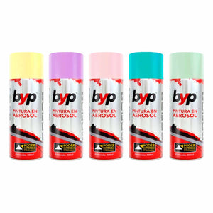Pintura Aerosol Esmalte Pastel Amarillo Lila Rosa Turquesa O Verde Aqua 400ML BYP