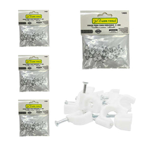 Grapa Para Cable Redondo 5mm Color Blanco 100 Pzs