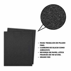 25 Pzs Lija De Agua 9X11 Pulgadas Grano 100 BYP BYP Ferreabasto