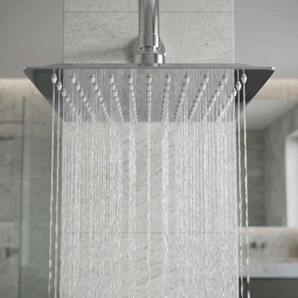 Regadera Cuadrada 8" Acero Inoxidable Deluxe Meer