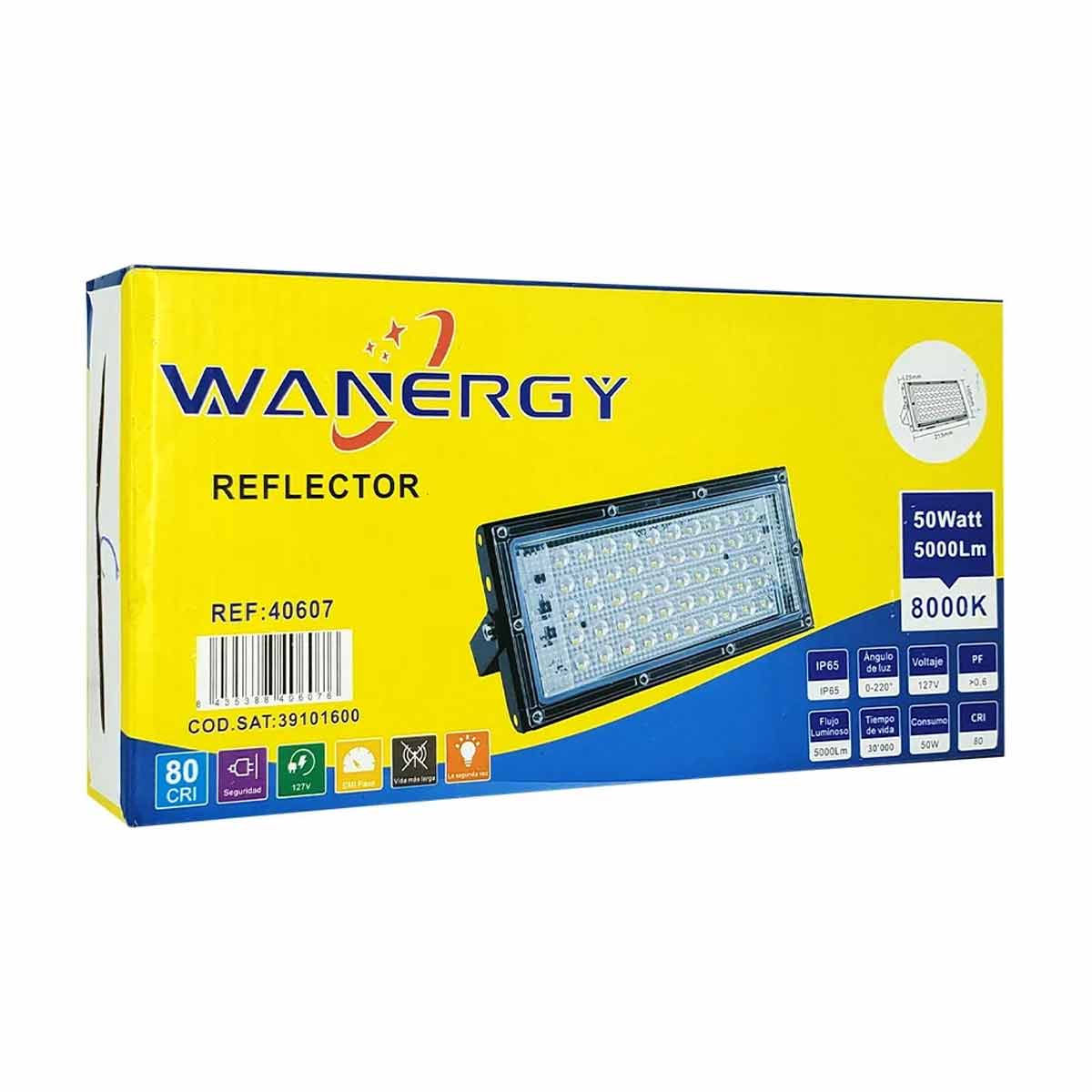 Lampara Reflector Led 50W Ultra Slim Exterior Negro