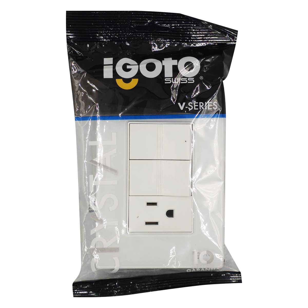 Placa Armada Cristal Con 2 Apagadores Sencillos Y 1 Contacto de 1 Modulo Blanco Igoto IGOTO Ferreabasto