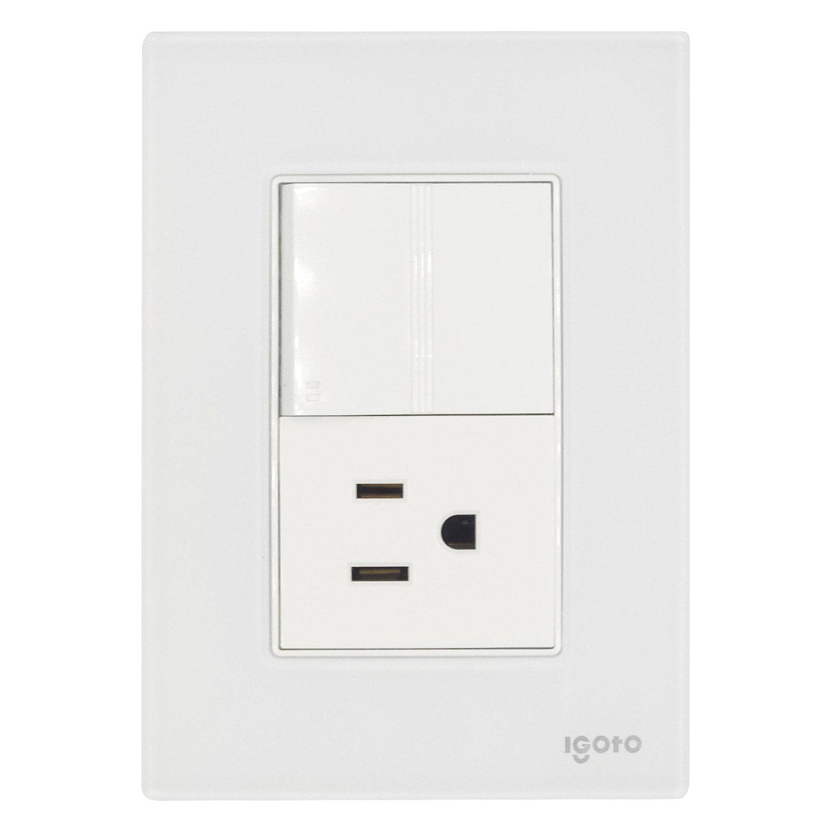 Placa Armada Cristal Con 1 Apagador Escalera Y 1 Contacto de 1.5 Modulos Blanco Igoto IGOTO Ferreabasto