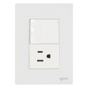 Placa Armada Cristal Con 1 Apagador Escalera Y 1 Contacto de 1.5 Modulos Blanco Igoto IGOTO Ferreabasto