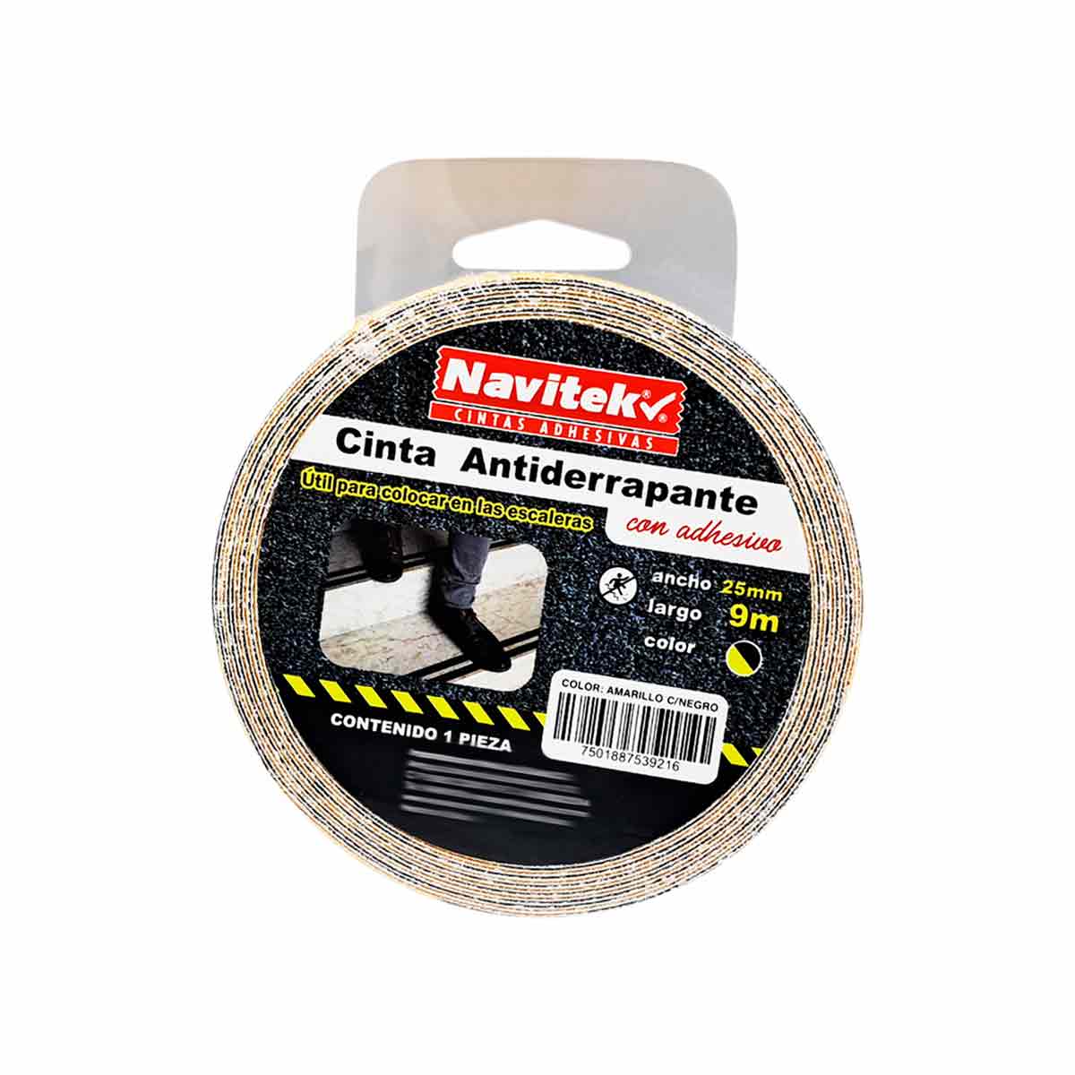 Cinta Antiderrapante Amarillo Negro 25mm x 9m De Seguridad Escalera Pisos Navitek NAVITEK Ferreabasto
