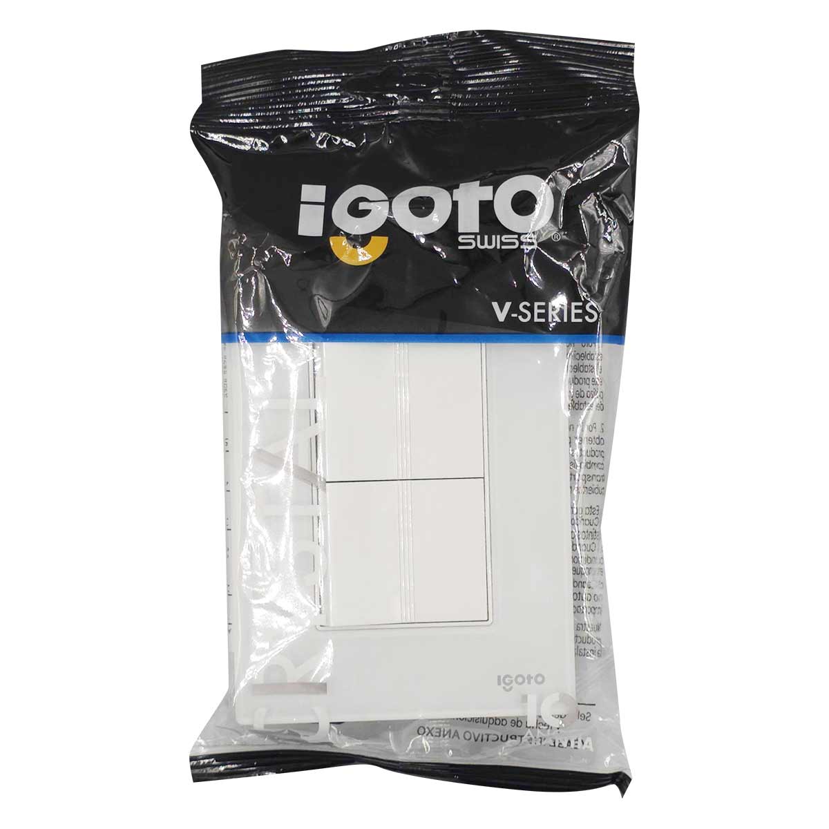 Placa Armada Cristal Con 2 Apagadores Sencillos de 1.5 Modulos Blanco Igoto IGOTO Ferreabasto