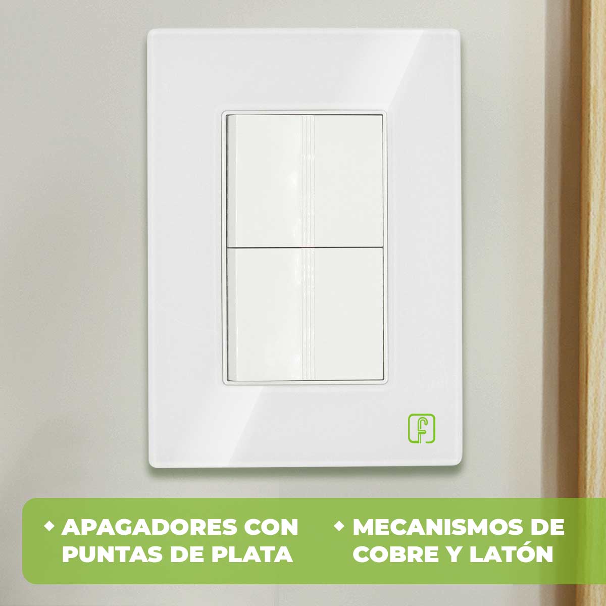 Placa Armada Cristal Con 2 Apagadores Sencillos de 1.5 Modulos Blanco Igoto IGOTO Ferreabasto