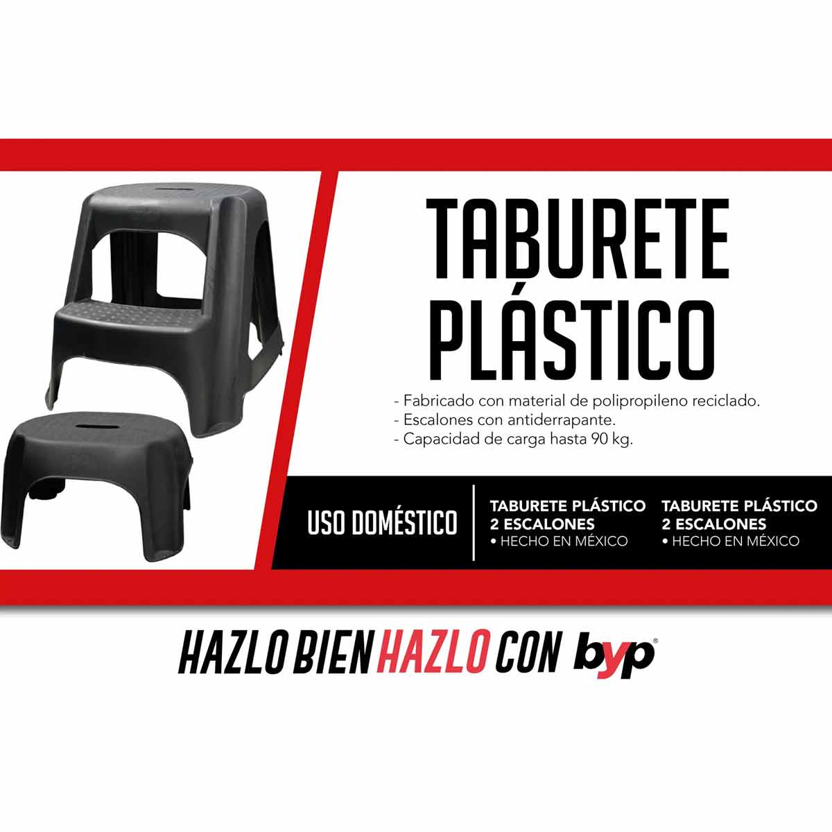 Escalera Taburete Plastico 2 Escalones Antiderrapante Byp