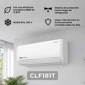 Aire Acondicionado Minisplit 18,000 BTU 230V Life12+ Mirage CLF181T MIRAGE Ferreabasto