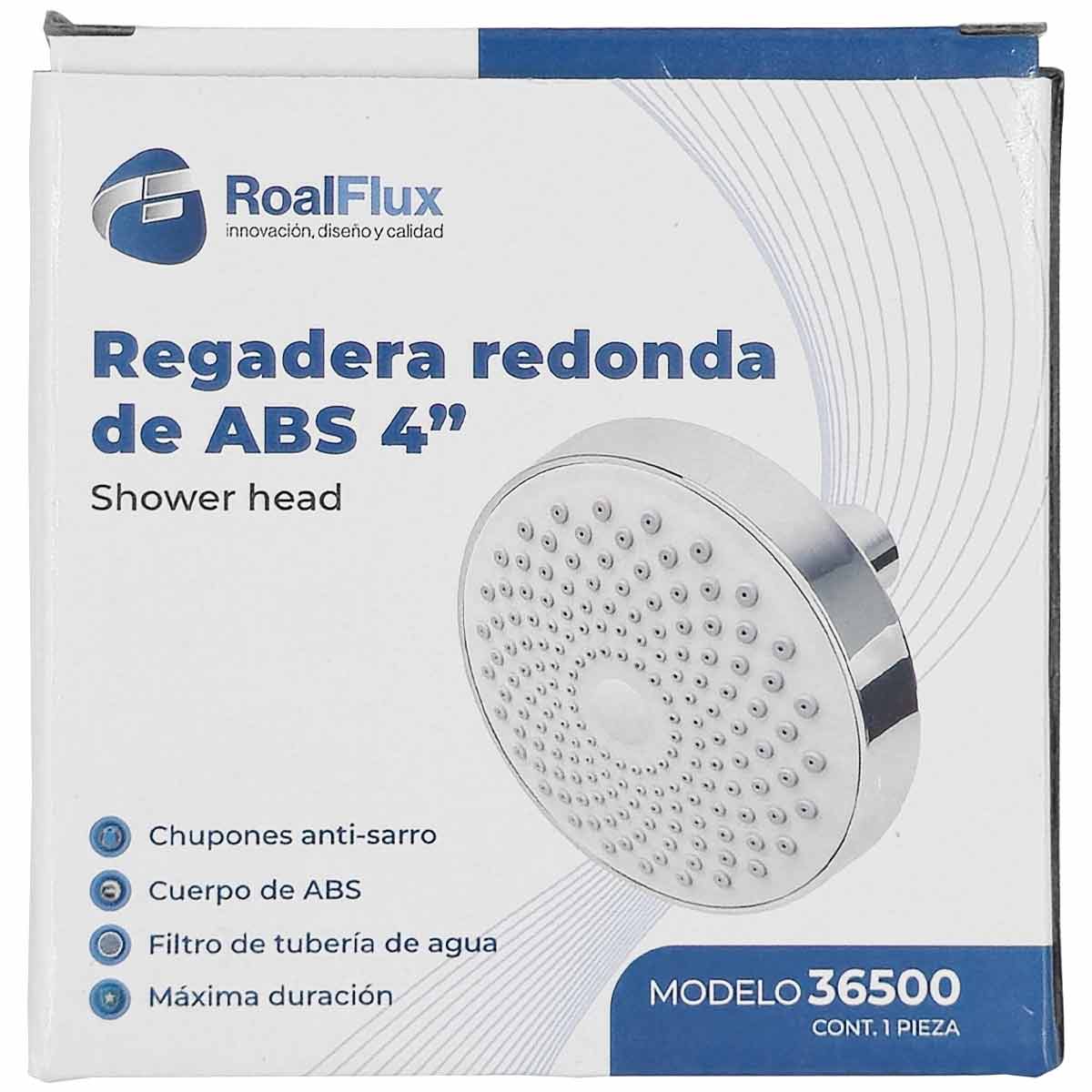 Regadera Redonda De ABS 4 Pulgadas Acabado Cromo Roalflux