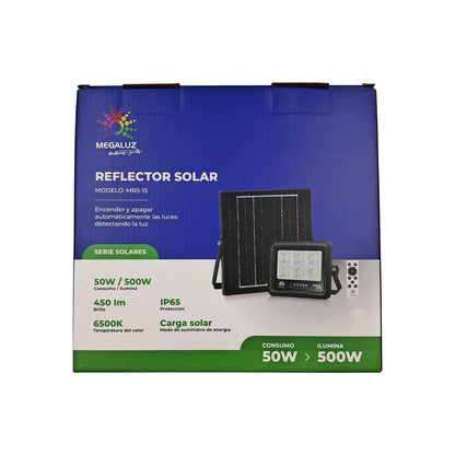 reflector led luminaria solar 50w 6500k control remoto negro empaque