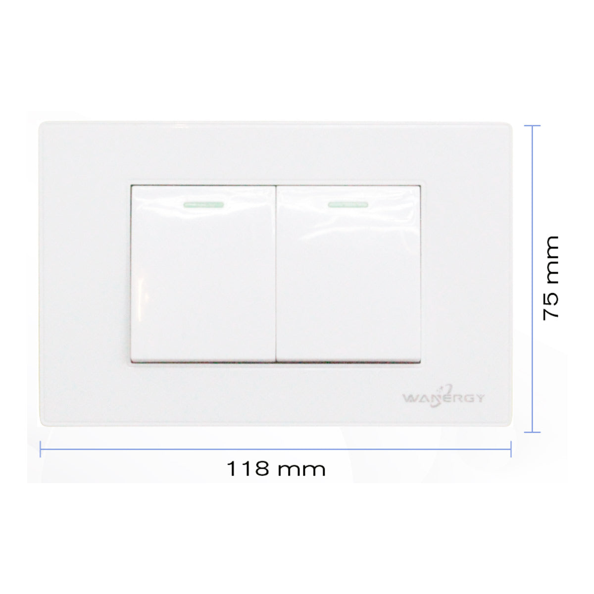 Placa Armada con 2 Apagadores Sencillos De 1.5 Modulos Blanco WANERGY Ferreabasto