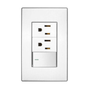 Placa Armada De 1 Apagador Con Doble Contacto Acero Inox
